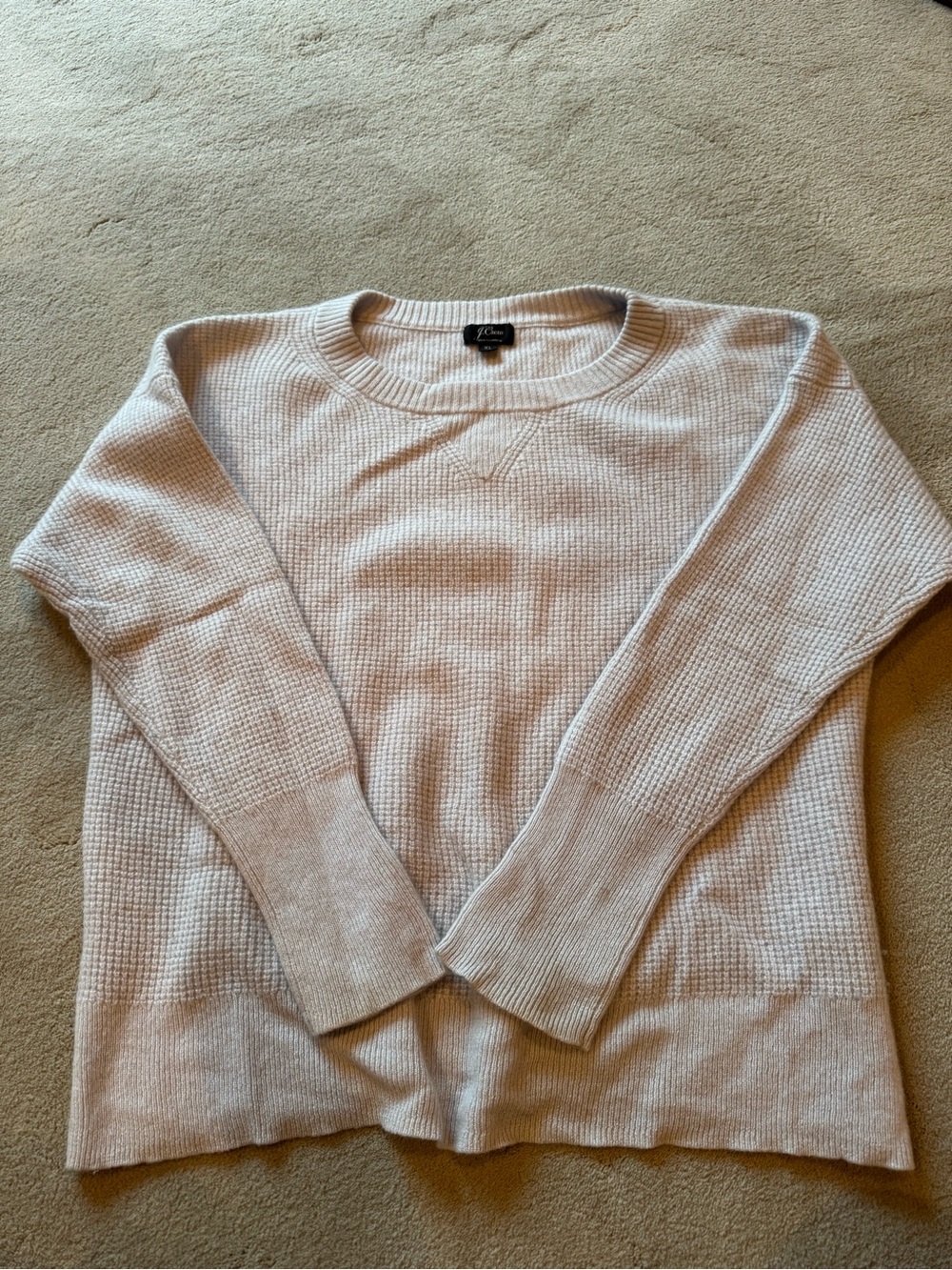 J. Crew cashmere light blue Waffle-Knit Crewneck Sweater